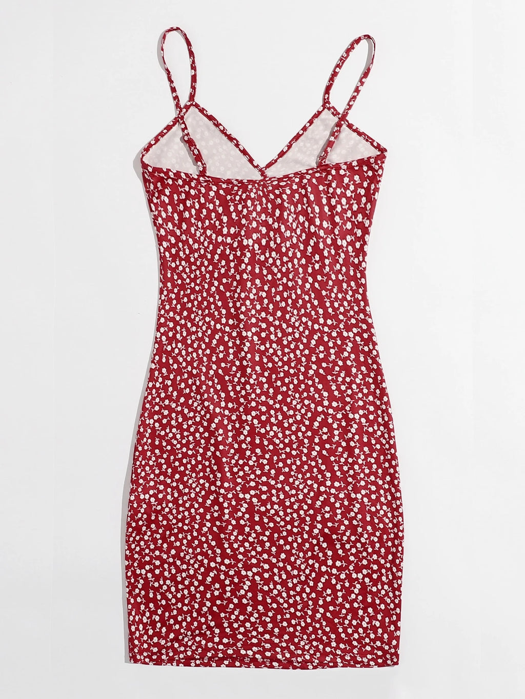 SHEIN VCAY Surplice Neck Ditsy Floral Slip Dress
