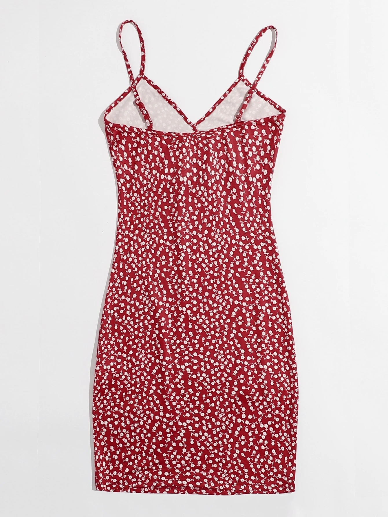 SHEIN VCAY Surplice Neck Ditsy Floral Slip Dress