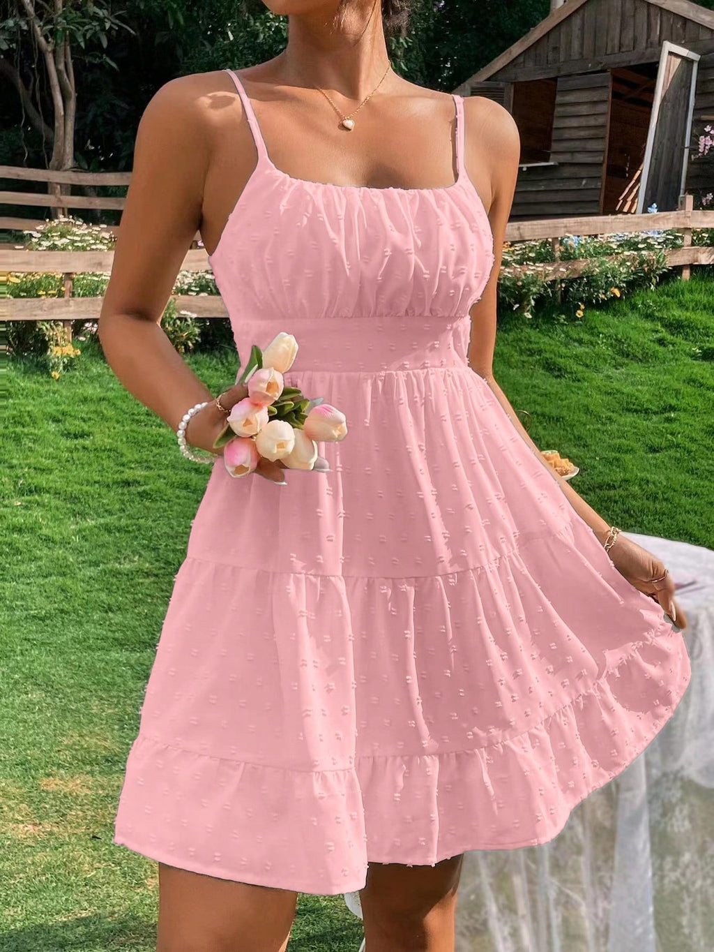 Breezaya Polka Dot Strappy Low-Rise Dress