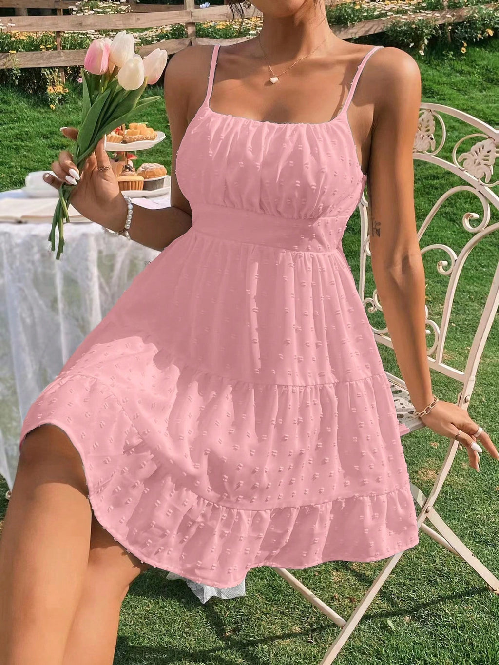 Breezaya Polka Dot Strappy Low-Rise Dress