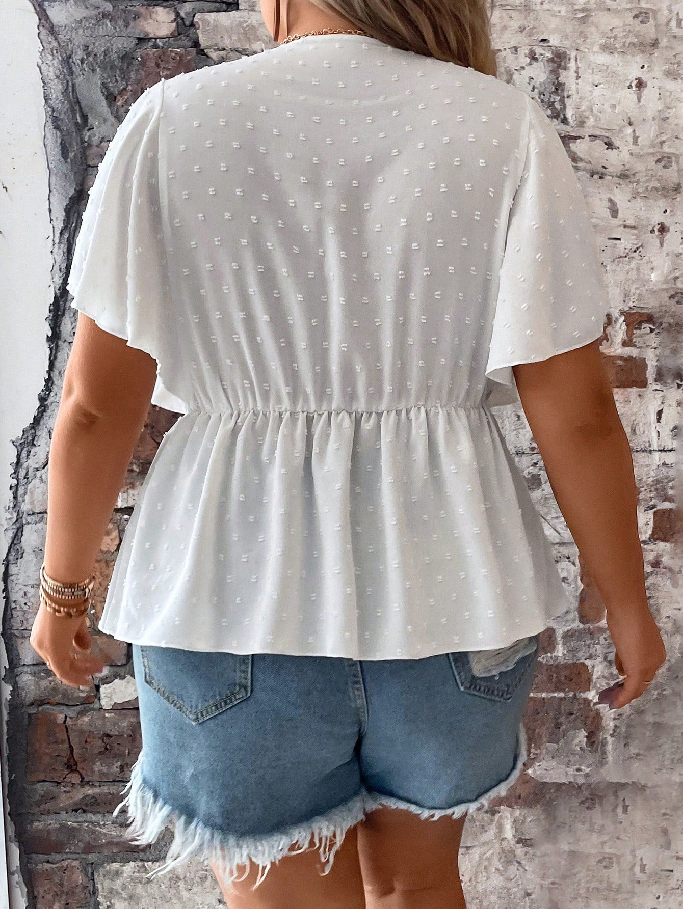 SHEIN Unity Dot Butterfly Sleeve Blouse