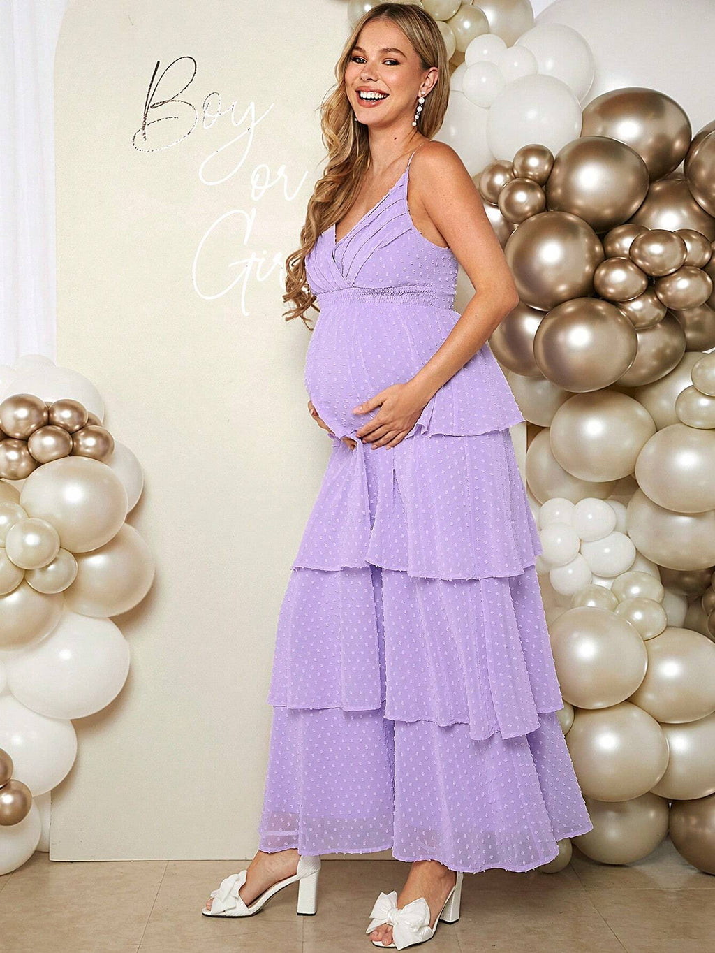 Loomaby Maternity Gender Reveal baby shower Party Dress