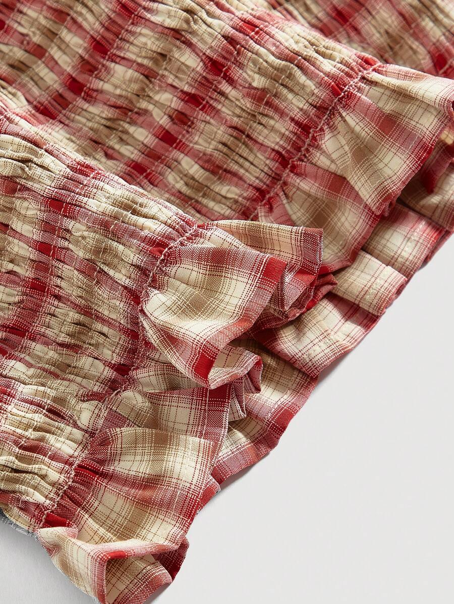 Women's Plaid Strapless Bowknot Crop Top In Multicolor