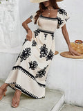 SHEIN Clasi Women's Black & White Printed  Maxi Dress