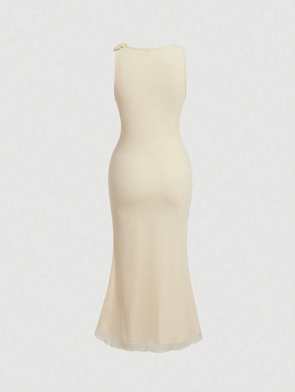 SHEIN MOD Apricot Mesh 3D Flower Mermaid Hem Dress