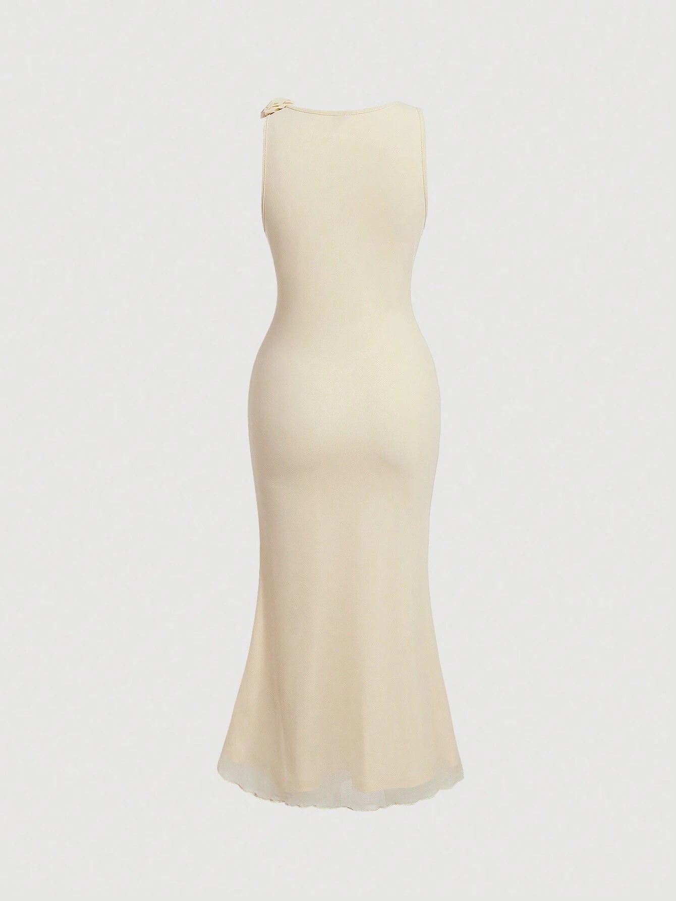 SHEIN MOD Apricot Mesh 3D Flower Mermaid Hem Dress
