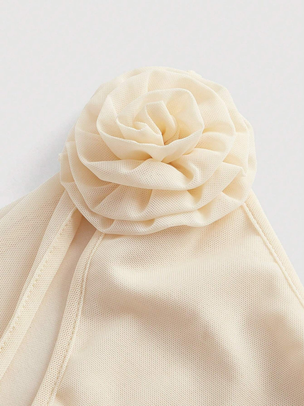 SHEIN MOD Apricot Mesh 3D Flower Mermaid Hem Dress