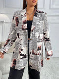 Vintage Newsprint Longline Blazer - 4XL