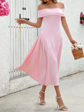 SHEIN Unity Women's Solid Color Off Shoulder Long Dress