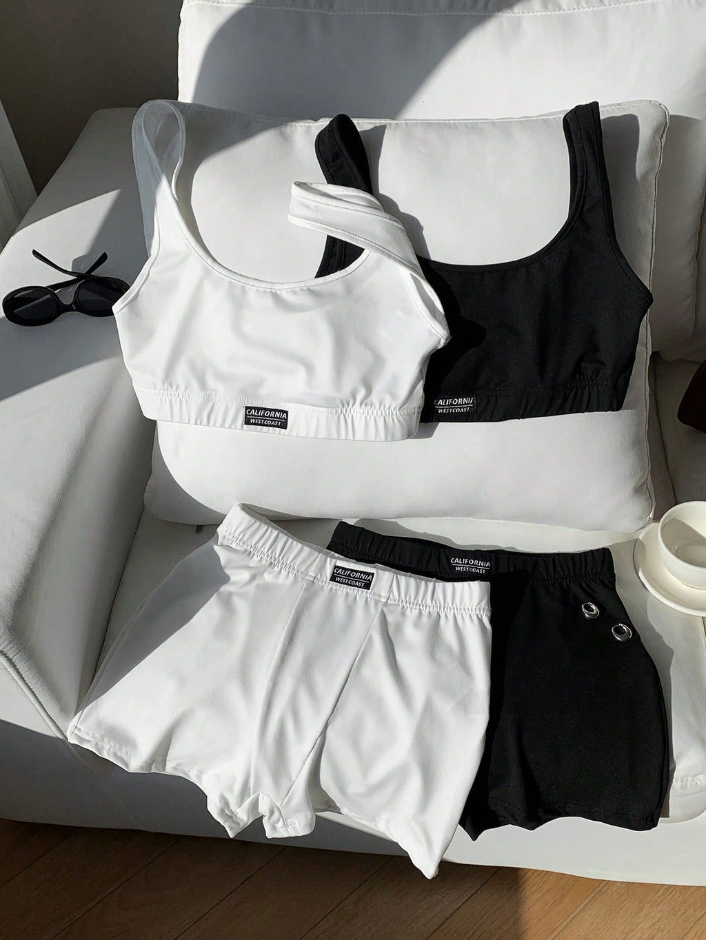 Comfortcana Women Summer  2pcs , 2 Sets white and black