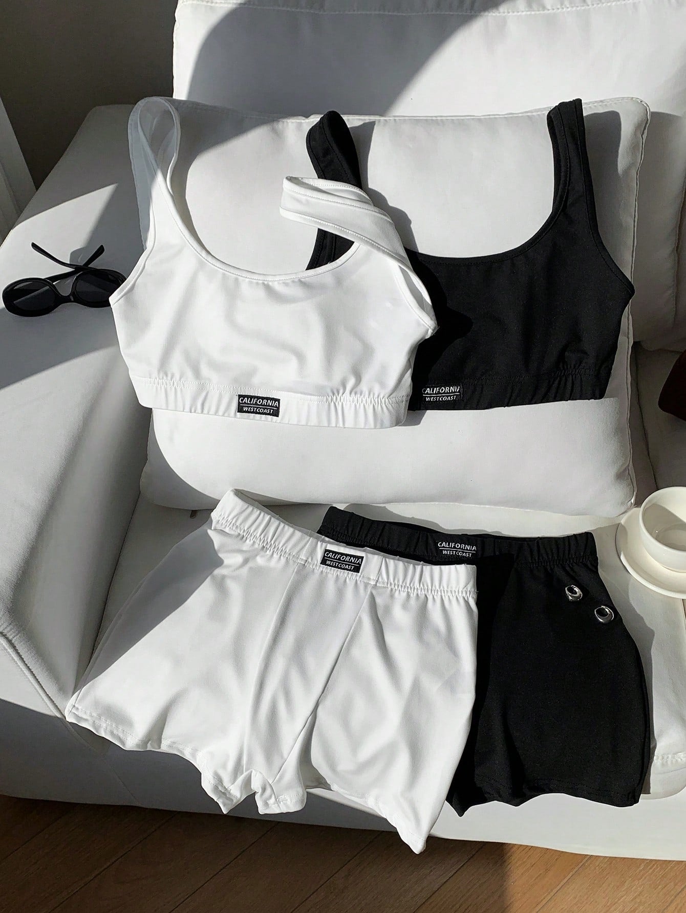Comfortcana Women Summer  2pcs , 2 Sets white and black