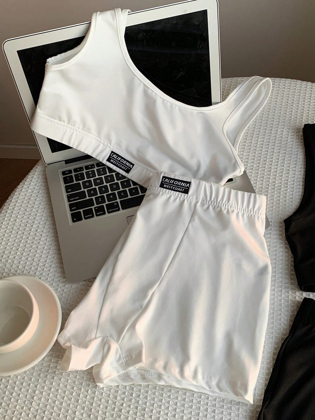 Comfortcana Women Summer  2pcs , 2 Sets white and black