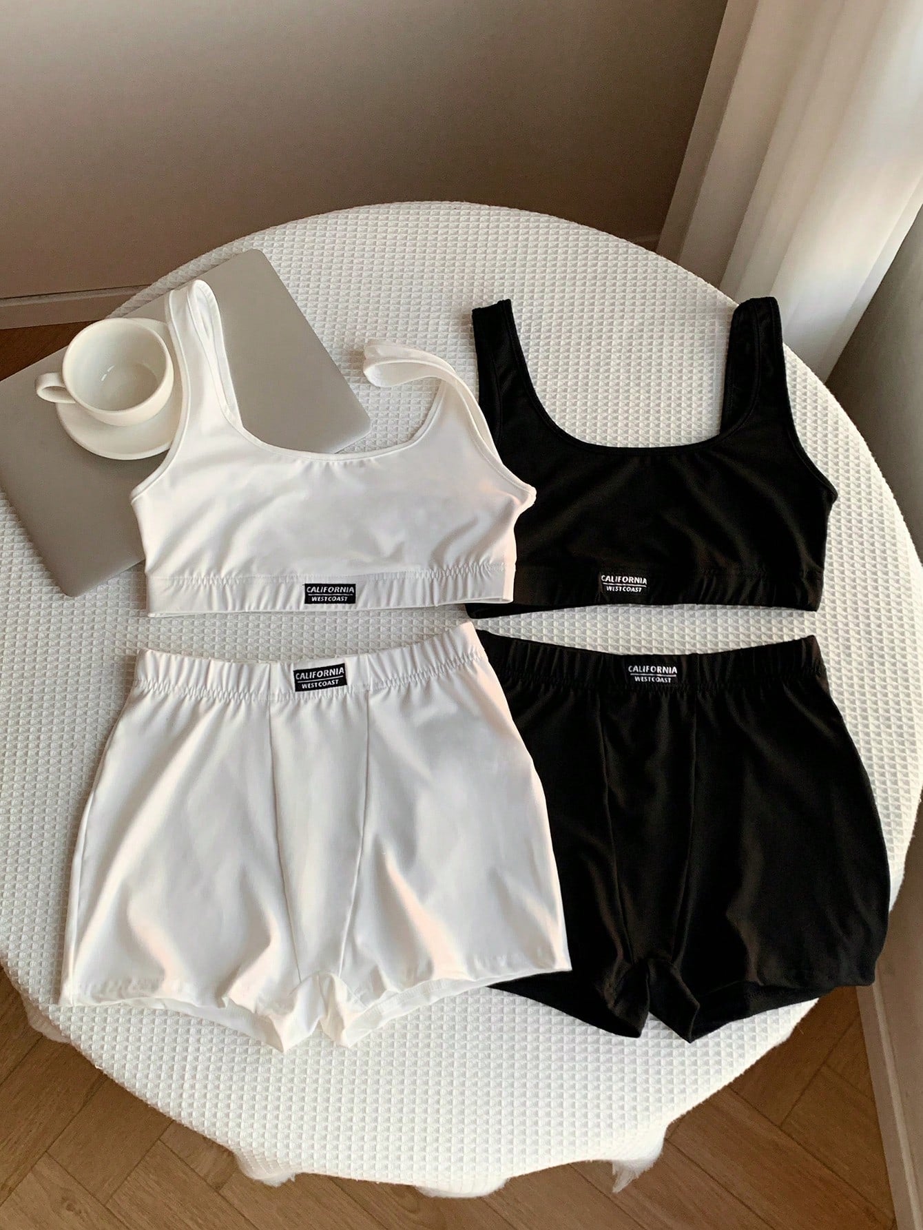 Comfortcana Women Summer  2pcs , 2 Sets white and black