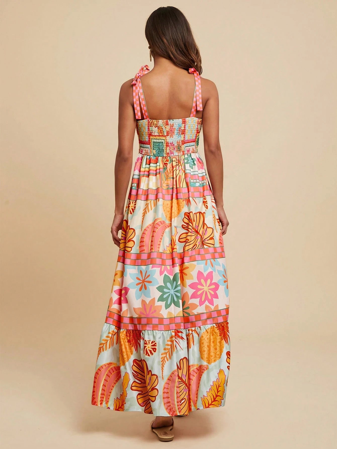 Travachic Floral Woven Print Spaghetti Strap Dress For Women