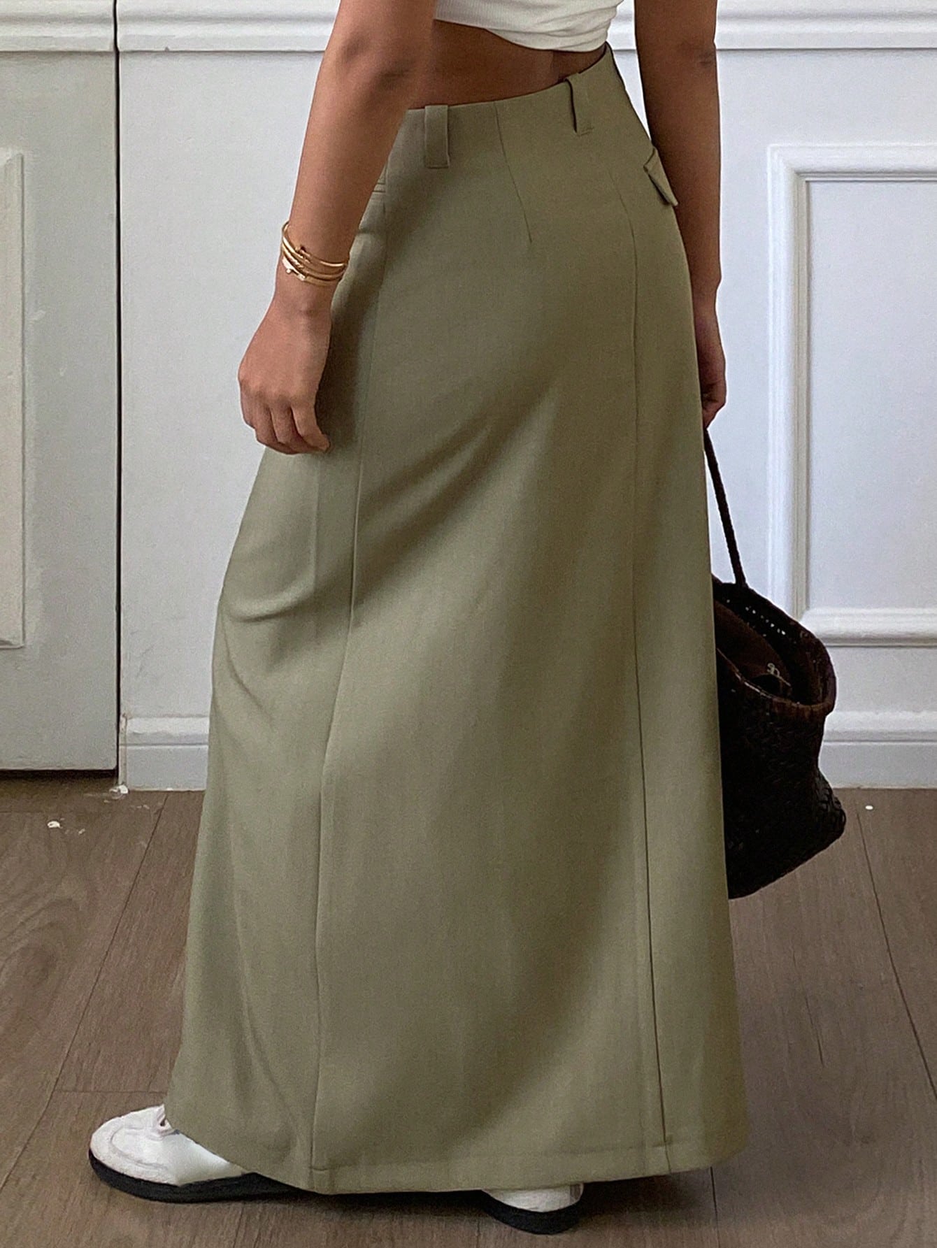 Plain Straight Cut Slit Skirt For Women