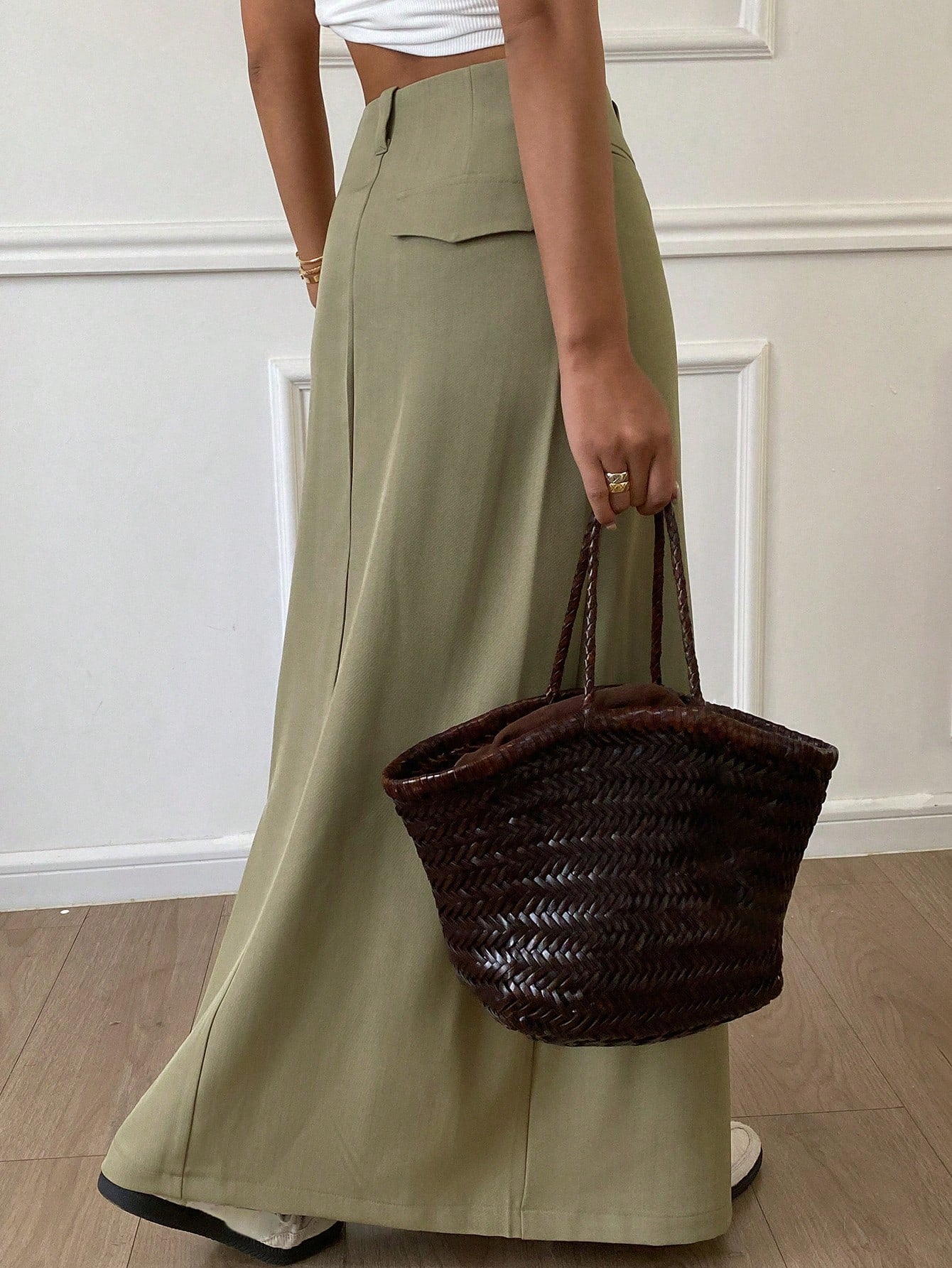 Plain Straight Cut Slit Skirt For Women