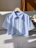 Comfortcana Striped Back Bowknot Casual Holiday Short Sleeve Shirt, Summer