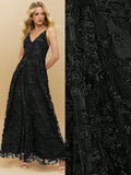 Poéselle 1pc Women Solid Color Jacquard Strap Dress