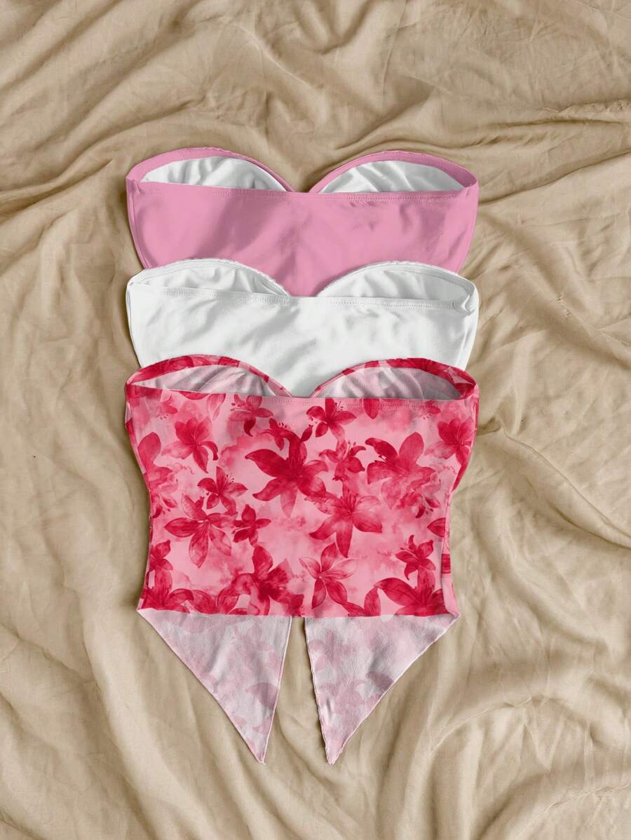 Women's one-piece top, suitable for summer, with a Hawaiian floral print, sleeveless top