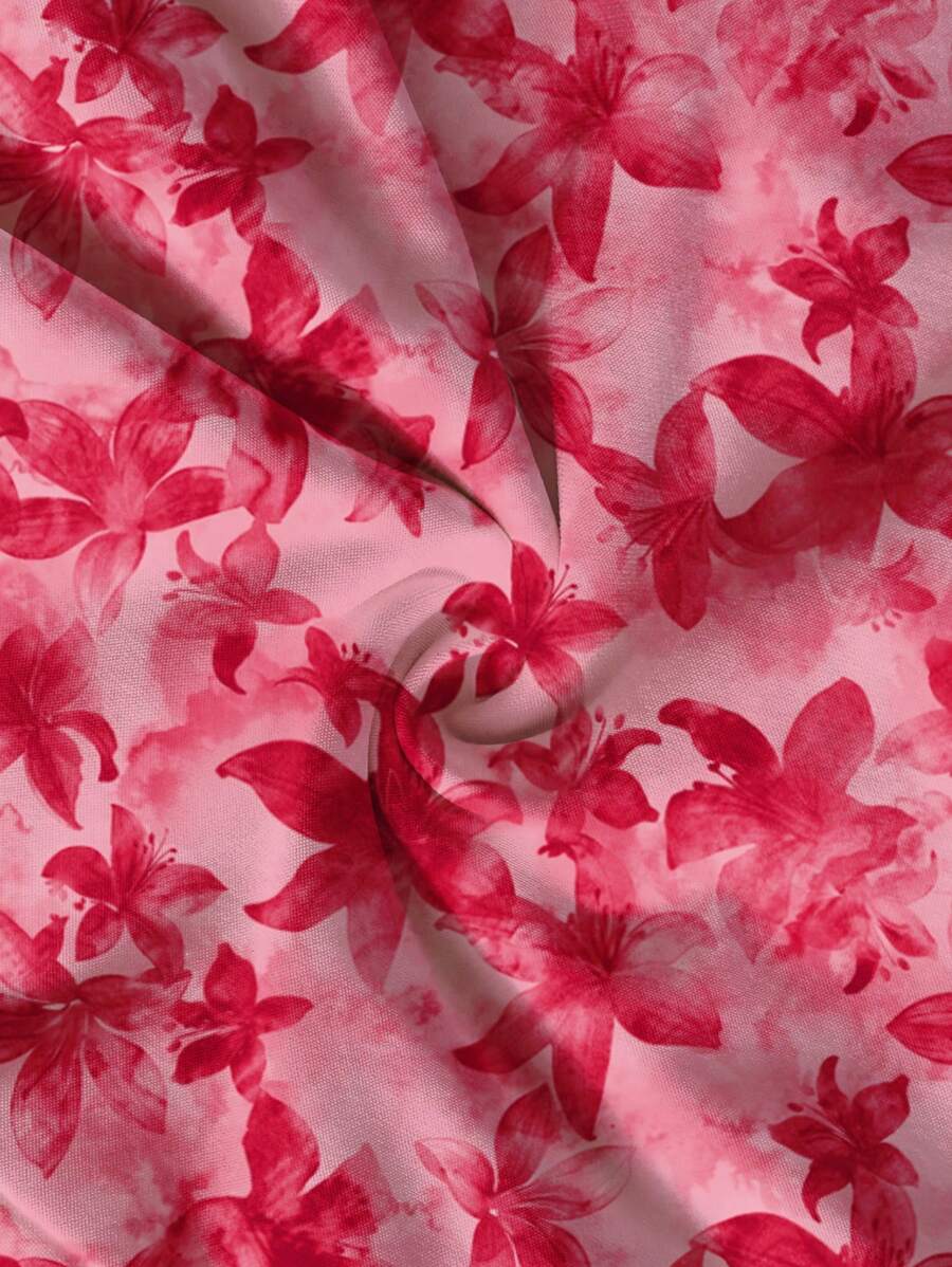 Women's one-piece top, suitable for summer, with a Hawaiian floral print, sleeveless top