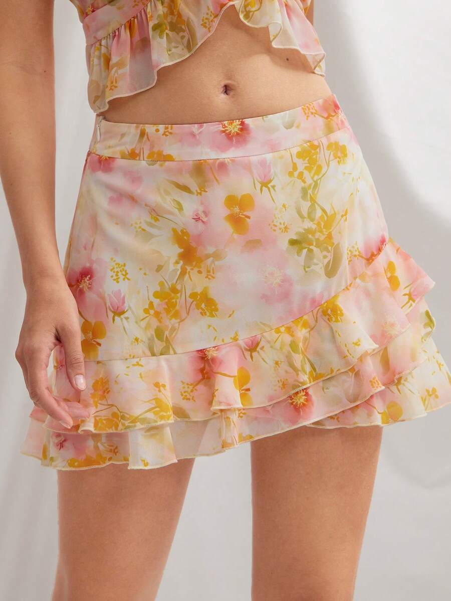 Women Floral Print Miniskirt