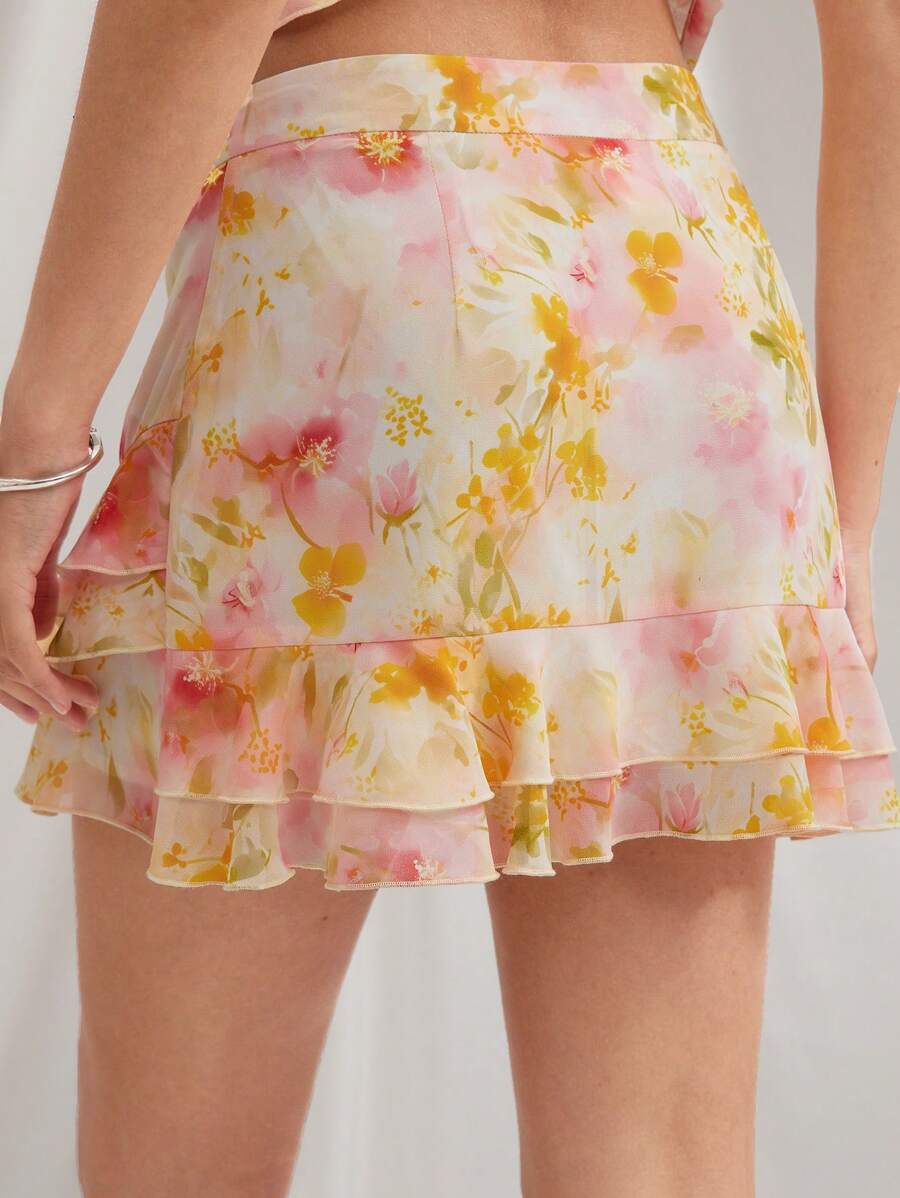 Women Floral Print Miniskirt