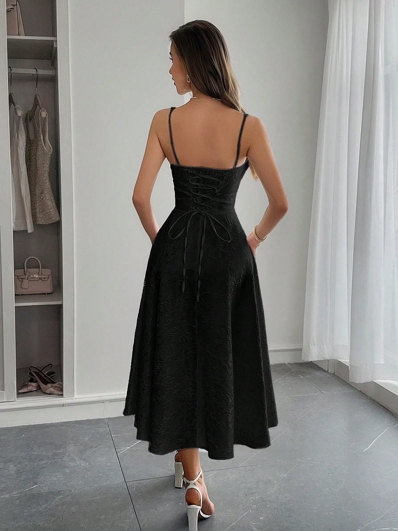 Women's Elegant Sexy Backless Ruched Tie-Waist Dress