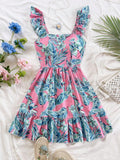 Women's Pink Floral Summer Boho Vacation Dress