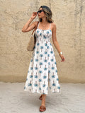 SHEIN Frenchy Women's Palm Tree Print Beach Mid-Length Dress