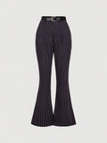 Fashion Commuter Casual Striped Flare Pants