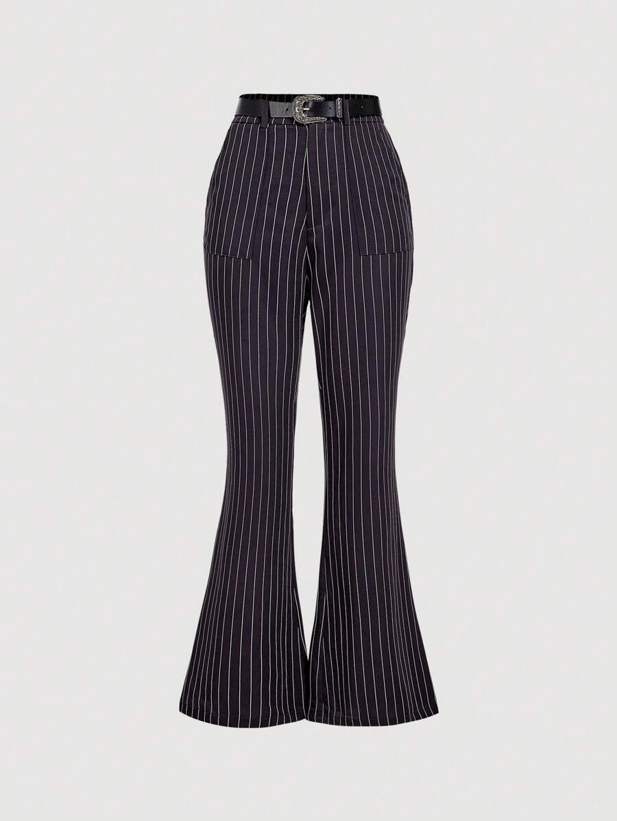 Fashion Commuter Casual Striped Flare Pants