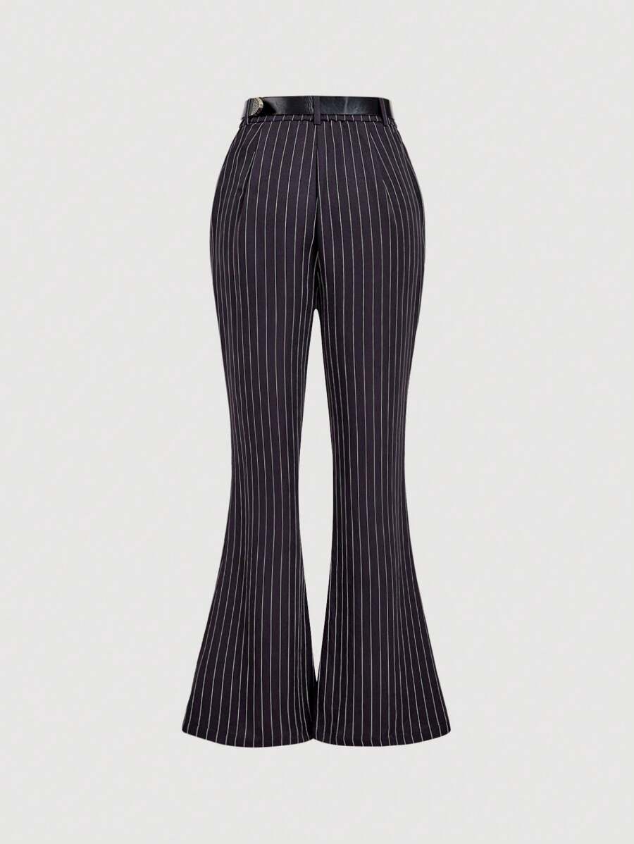 Fashion Commuter Casual Striped Flare Pants