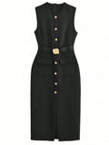 Women's Sleeveless Belted Dress