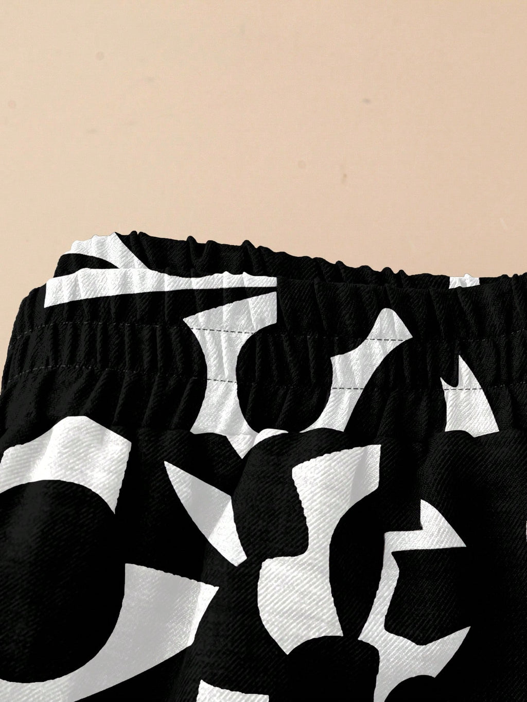 SHEIN LUNE Women's Black &amp; White Wide Leg Printed Pants