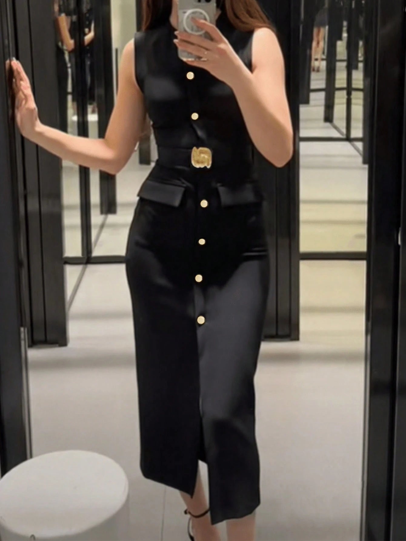 Women's Sleeveless Belted Dress