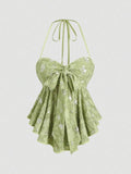 Sexy Halter Strap Beaded Embroidery Women's Camisole