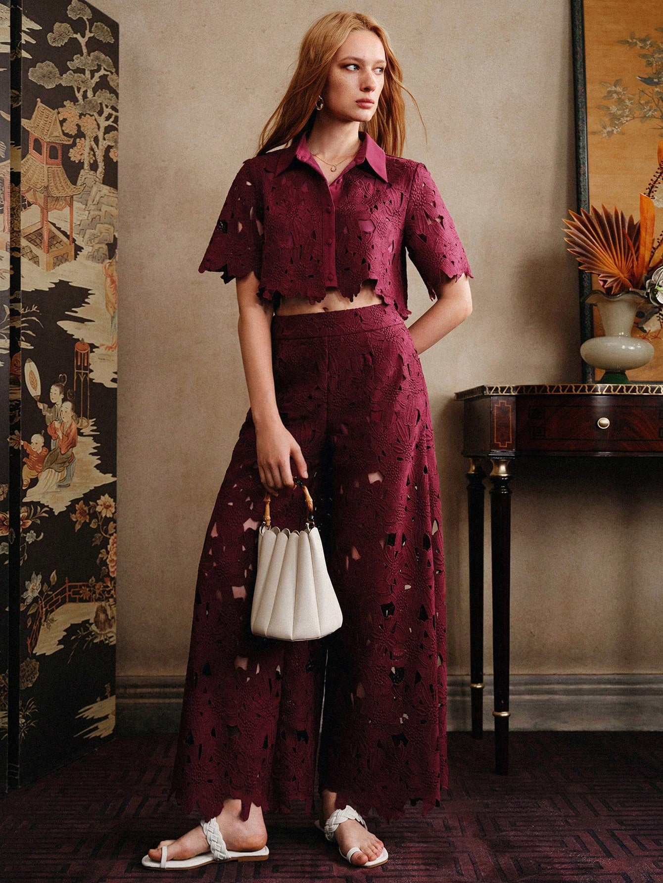 SHEIN LUNE Women's Lace 2 Pieces Set