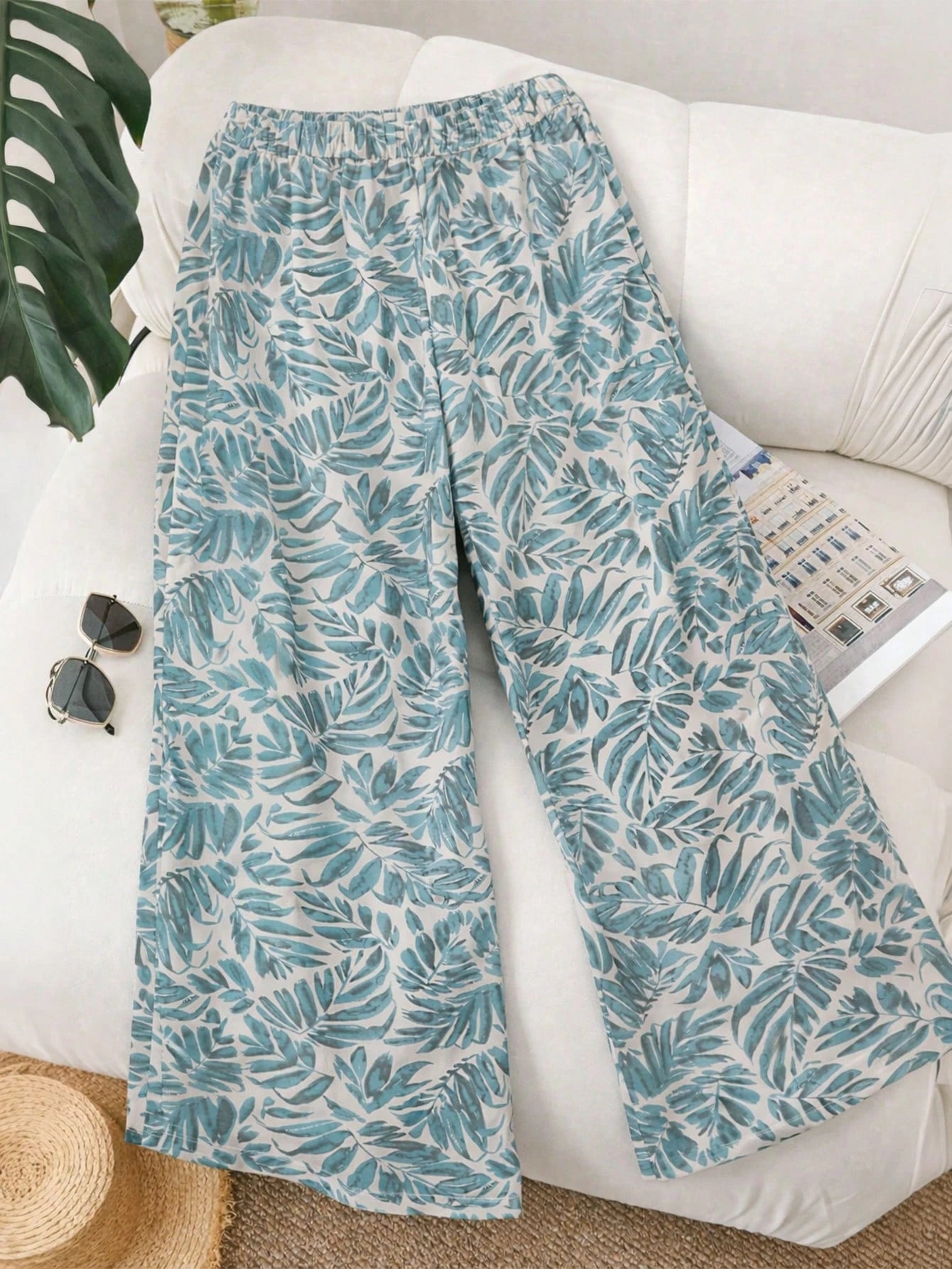 Women's High Waist Floral Chiffon Wide Leg Loose Pants
