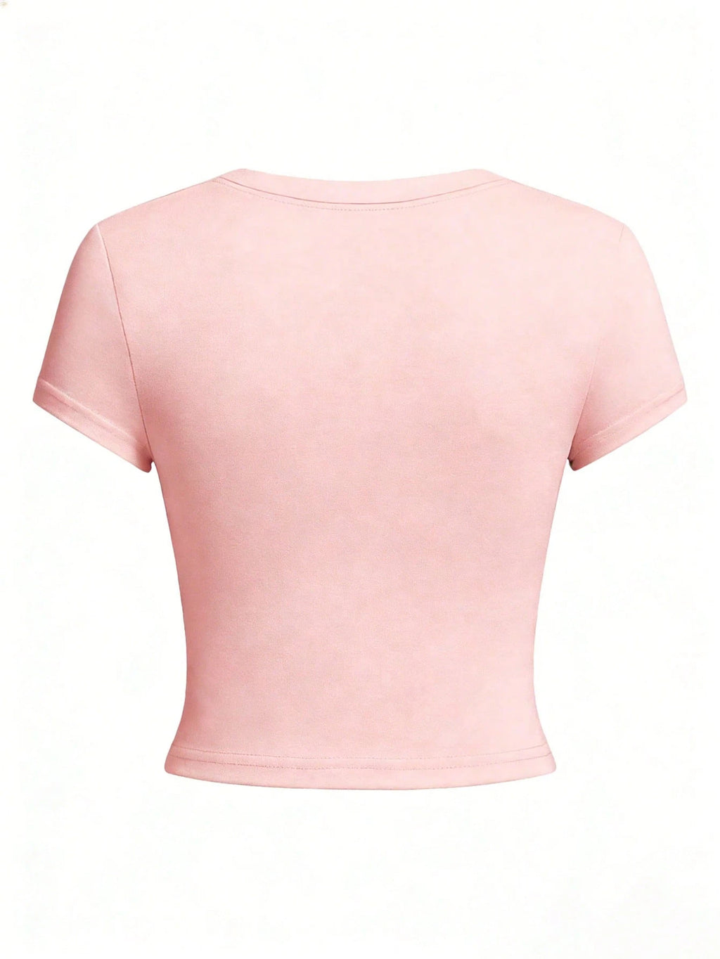 Summer New Minimalist Fashion Casual Women's Pink Round Neck T-Shirt