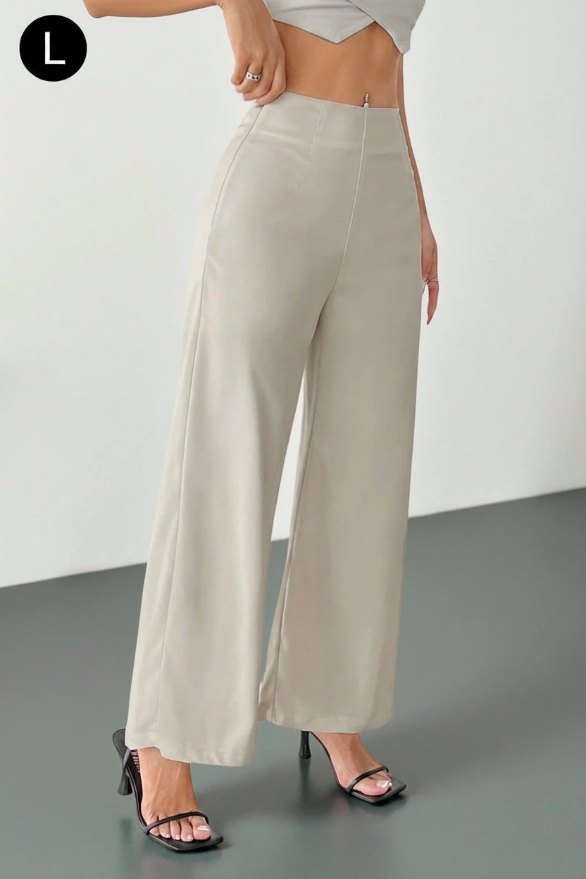 SHEIN PETITE Casual Versatile Solid Color Straight Leg Pants ,Petite Women
