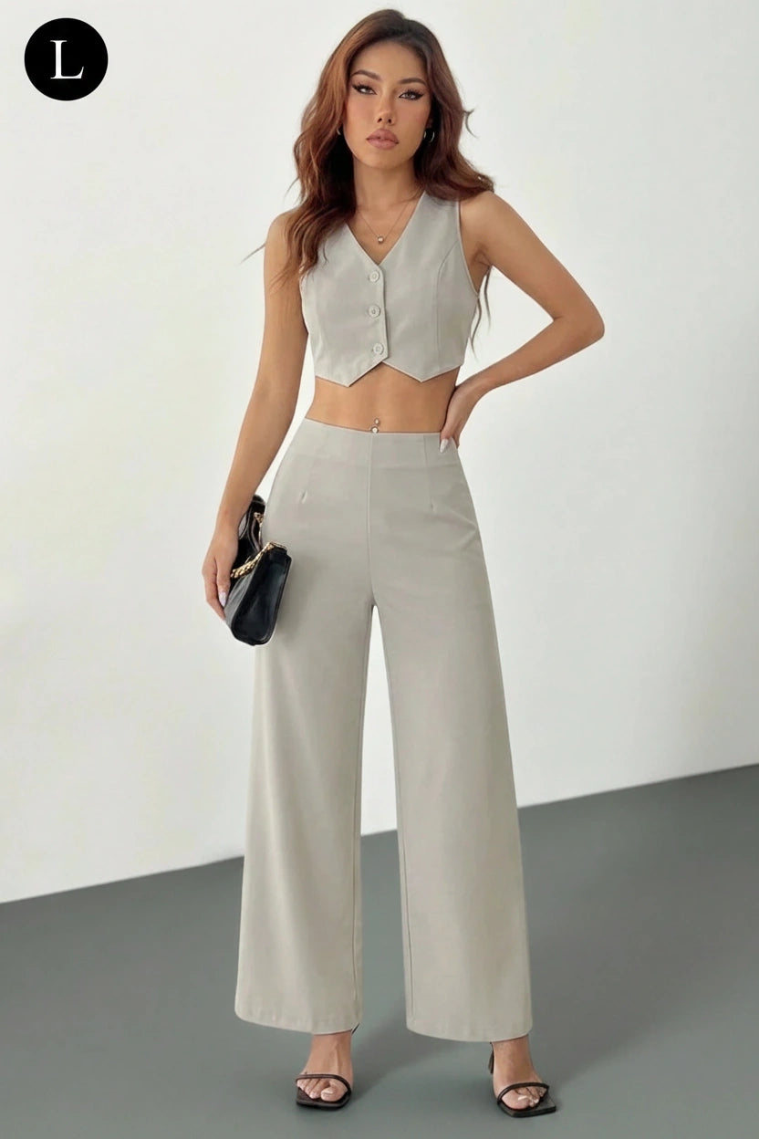 SHEIN PETITE Casual Versatile Solid Color Straight Leg Pants ,Petite Women