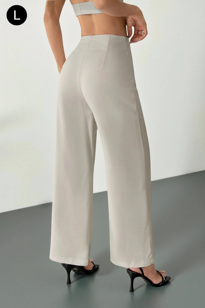 SHEIN PETITE Casual Versatile Solid Color Straight Leg Pants ,Petite Women