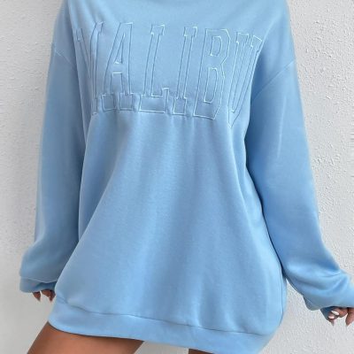 Women for Sweatshirt Letter Embroidery Drop Shoulder Sweatshirt Women for Sweatshirt