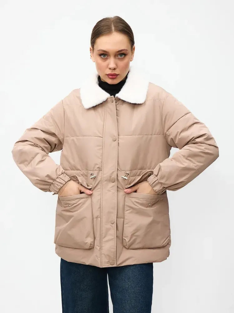 demi-season  jacket with drawstring - L
