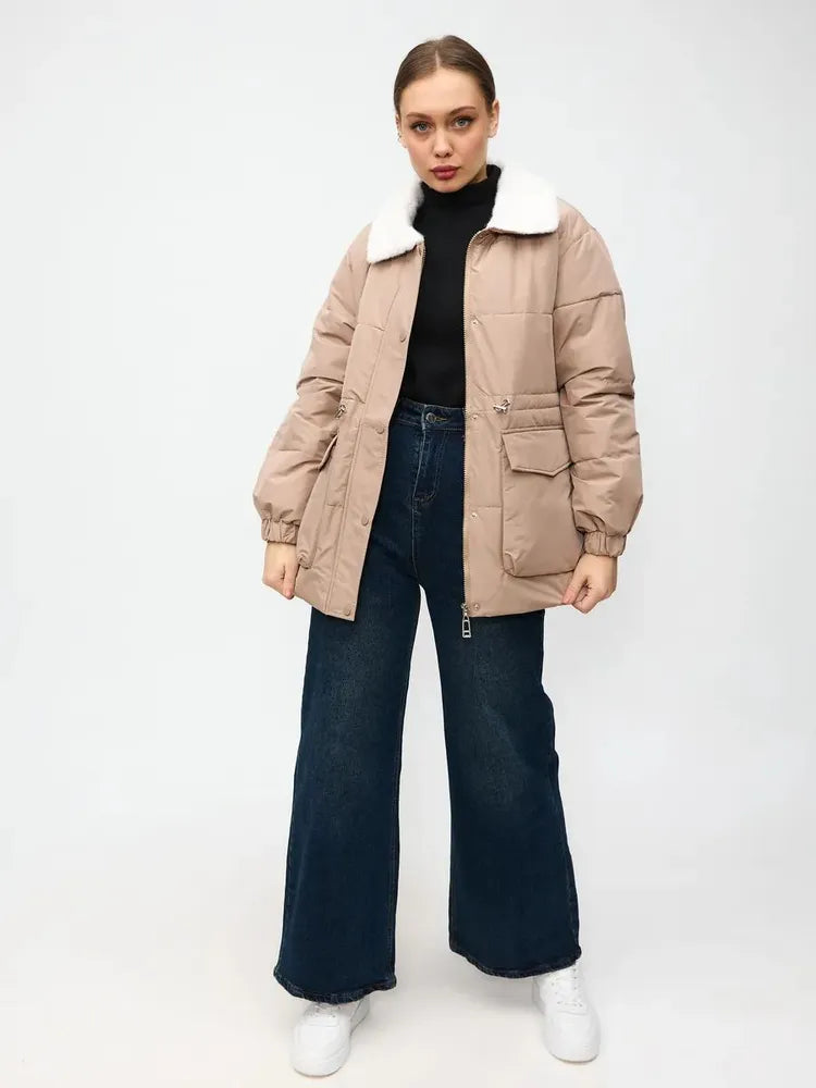 demi-season  jacket with drawstring - L