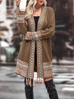 Women's Fall/Winter Cardigan Coat with Drop Shoulders - XL