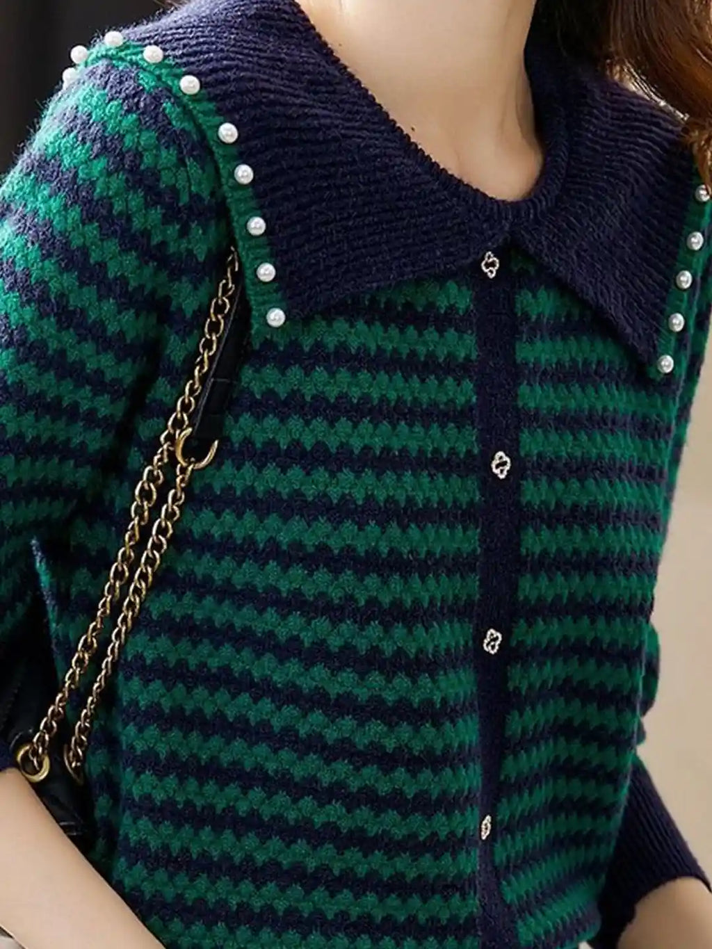 Women Striped Cardigan - XL