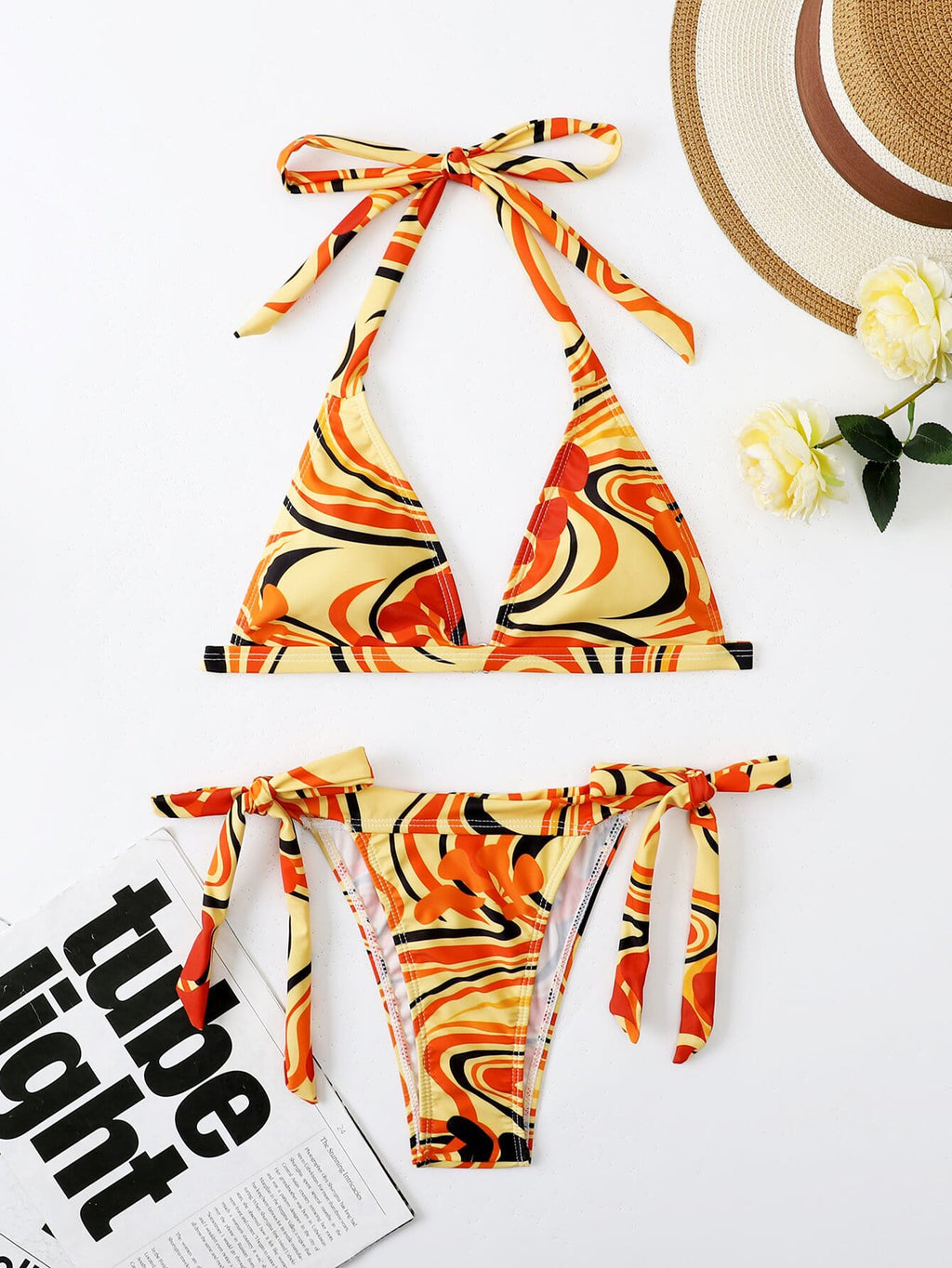 Allover Print Halter Bikini