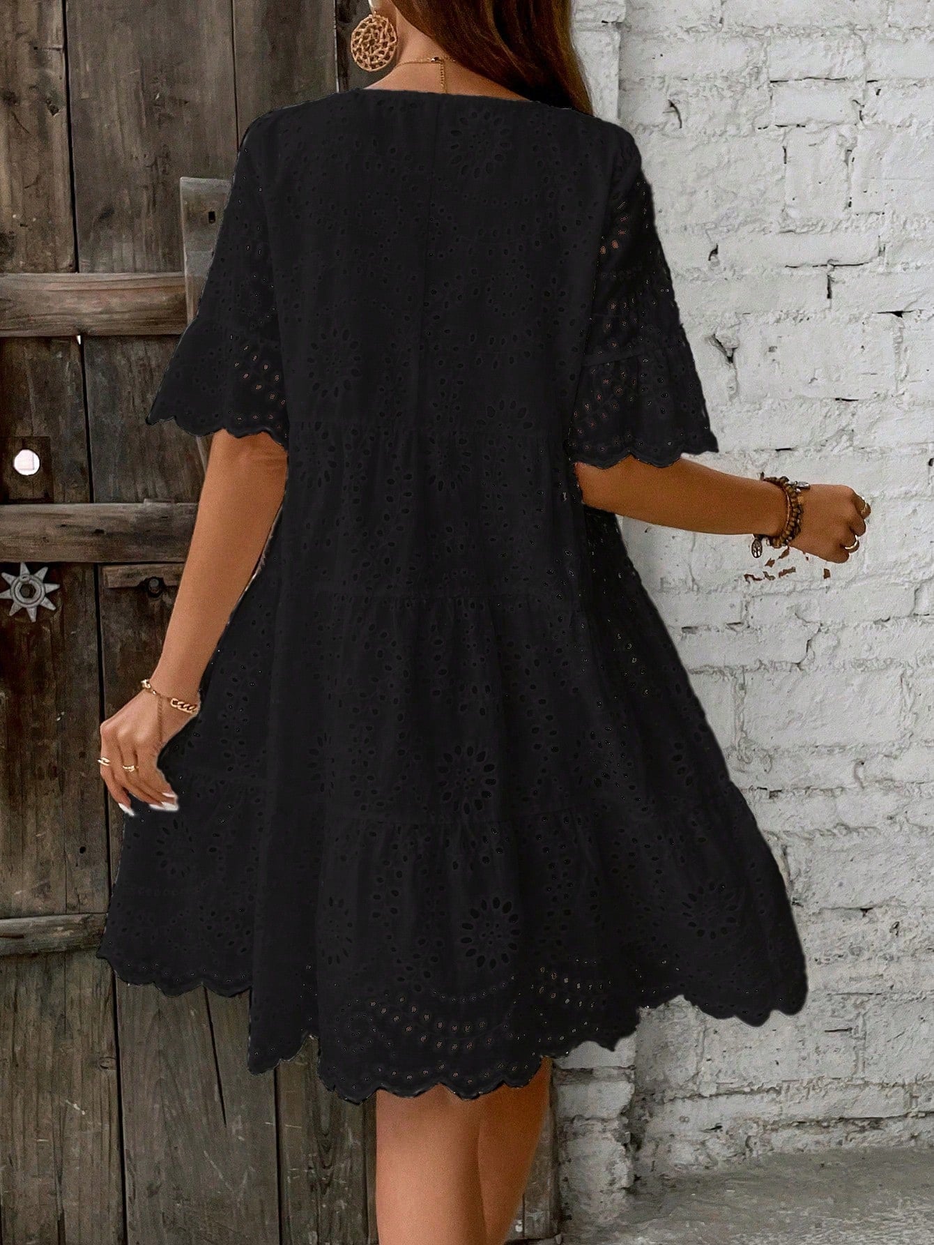Breezaya Women's Black Summer Boho Holiday Vacation Dress