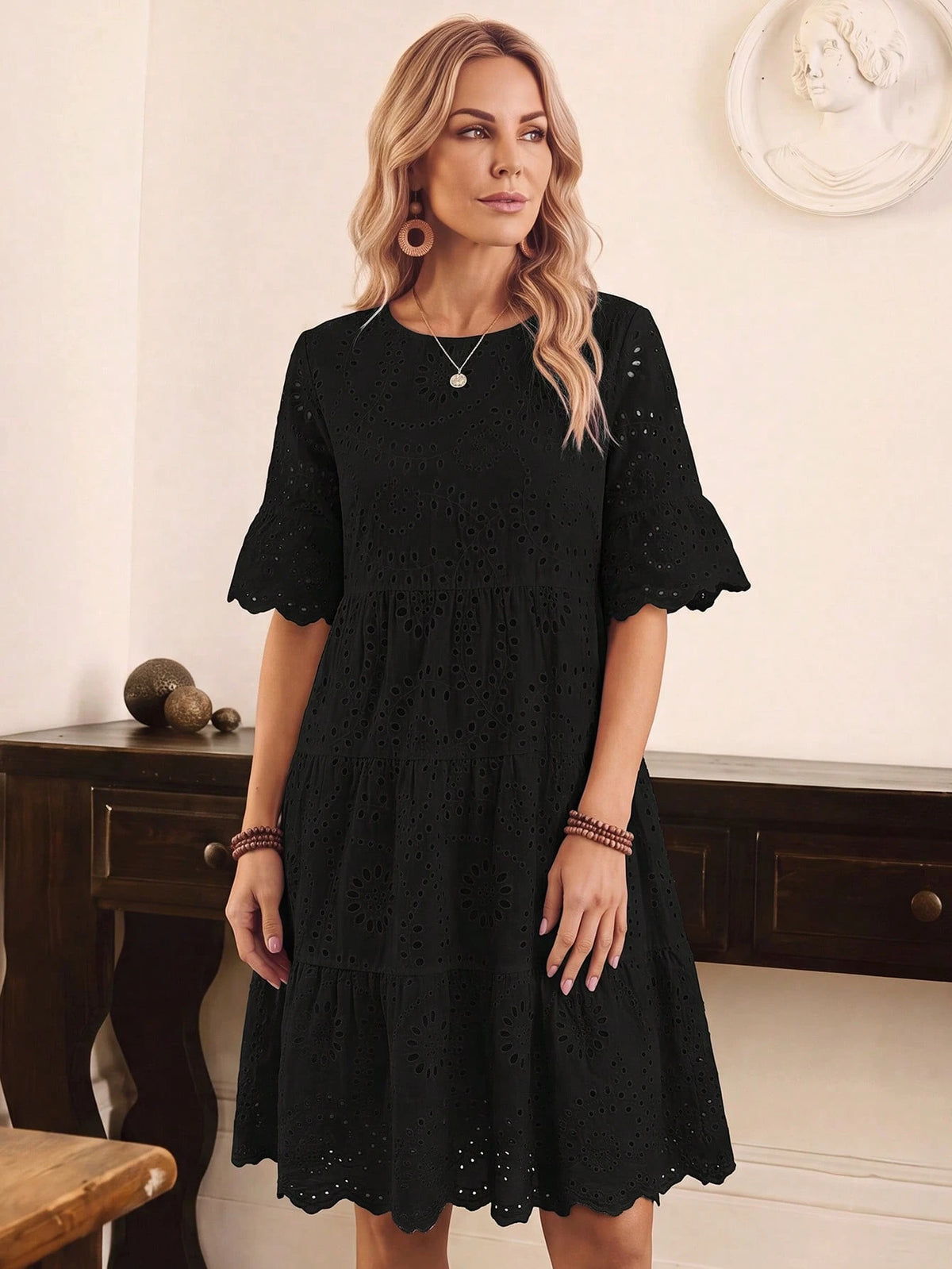 Breezaya Women's Black Summer Boho Holiday Vacation Dress